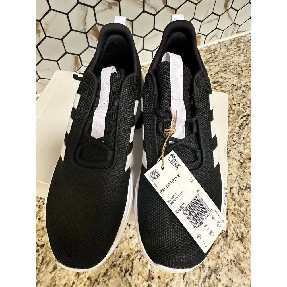 Adidas Black and White Racer TR23K Runner Iridescent Stripe Size Women’s 7